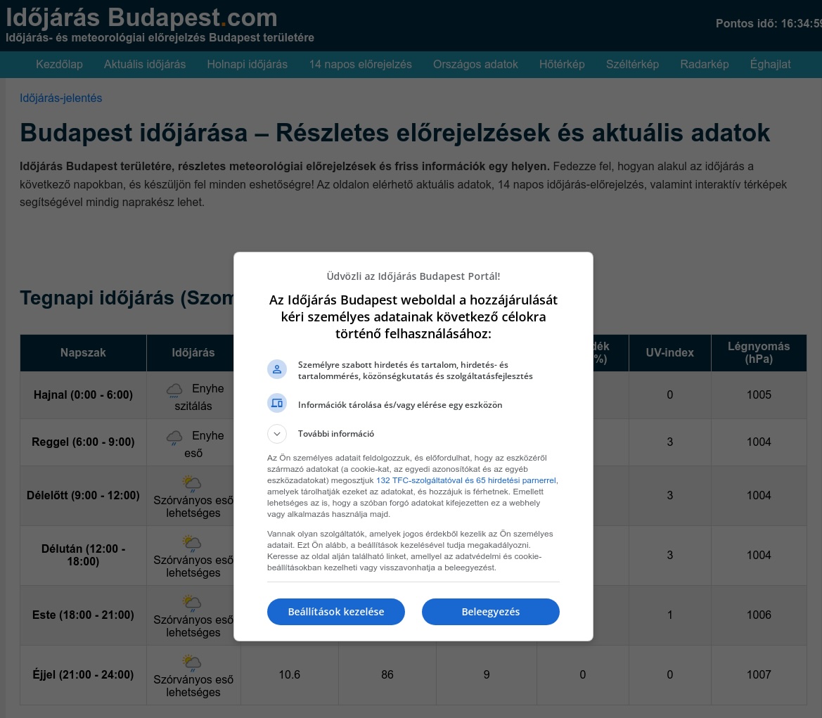 Időjárás-előrejelzés Budapest területére